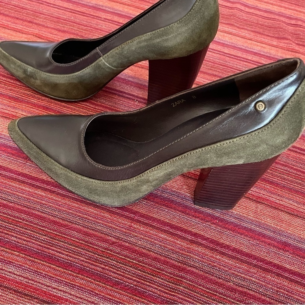 ETIENNE AIGNER WOMEN’S SUEDE & LEATHER STACKED HEELS …